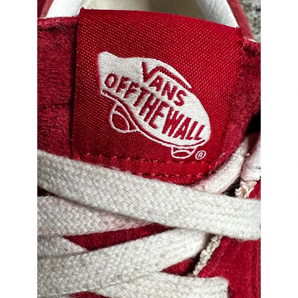 Vans Old Skool Red Suede White Stripe Low Top Skate Sneakers Womens 10 Mens 8.5